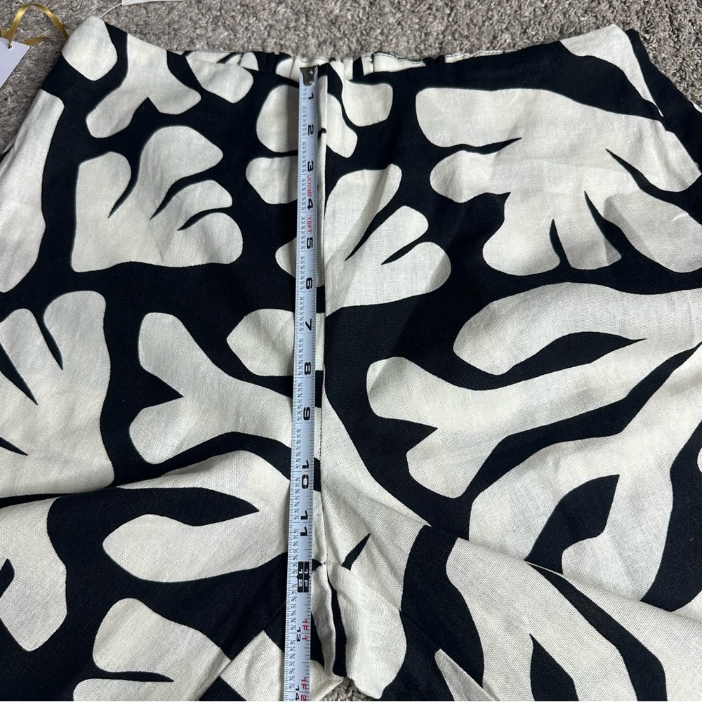 House Of Harlow 1960 Linen Blend Black Cream Wide Leg Side Slit Pants 10 boho - Picture 8 of 10